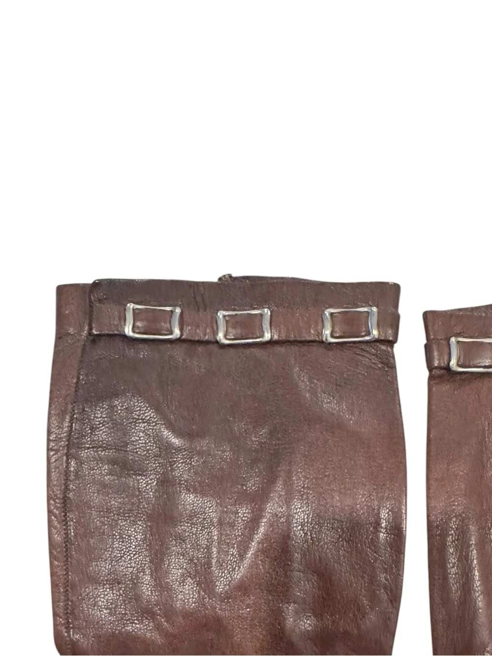 Vintage  Brown Leather Gloves with Buckle Accent Sz S